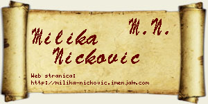 Milika Ničković vizit kartica